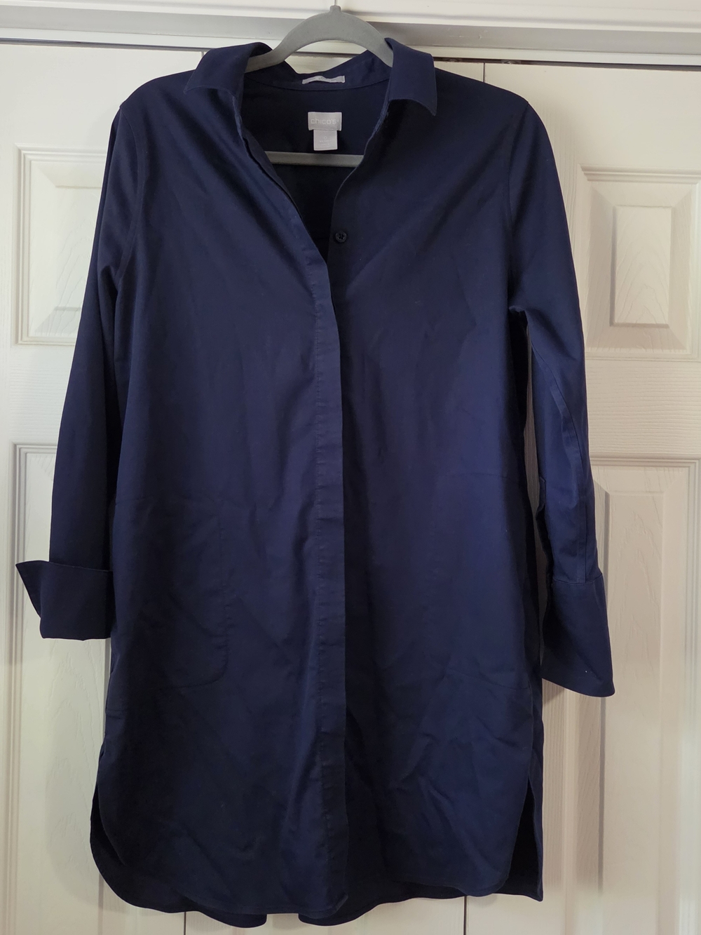Chico's Navy Long-Sleeve Shirt Dress Tunic